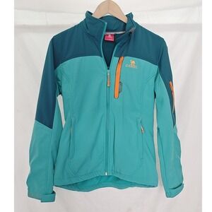 Camel Softshell Jacket Womens L Teal Turquoise Colorblock Fleece Lined A6W114135